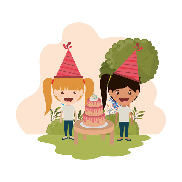 девушки в шляпе на празднование дня рождения
 - Вектор,изображение
