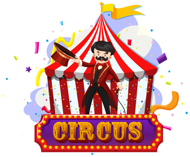 Circus magician an tent with sign isolated - Wektor, obraz