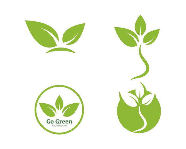 緑の葉生態学自然要素ベクトルアイコンの緑 - ベクター画像