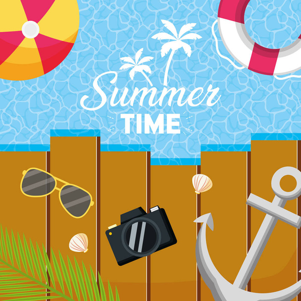 summer time holiday beach poster - Vektör, Görsel