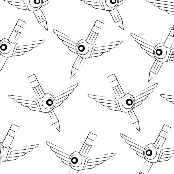 creativity pencil wing eye background pattern - Vektor, Bild