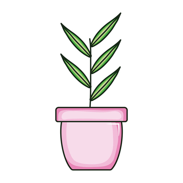 rama con planta de hojas en maceta de cerámica
 - Vector, Imagen