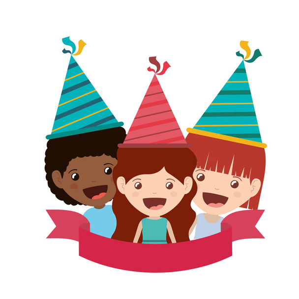groupe d'enfants dans la célébration d'anniversaire personnage avatar
 - Vecteur, image