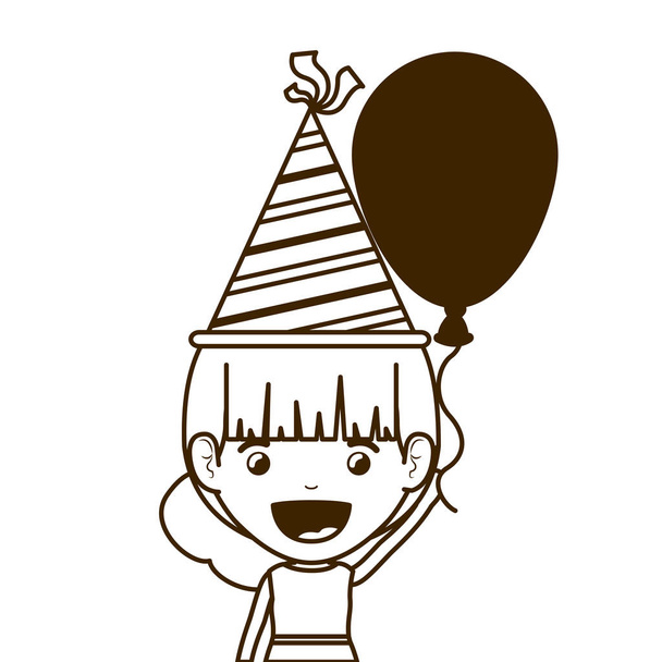 silhueta de menina com chapéu de festa em celebração de aniversário
 - Vetor, Imagem