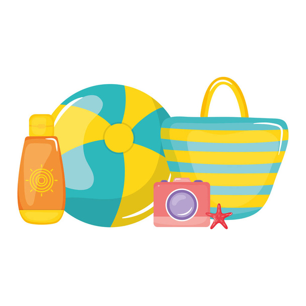 handbag female with balloon plastic toy and camera - Vector, Image