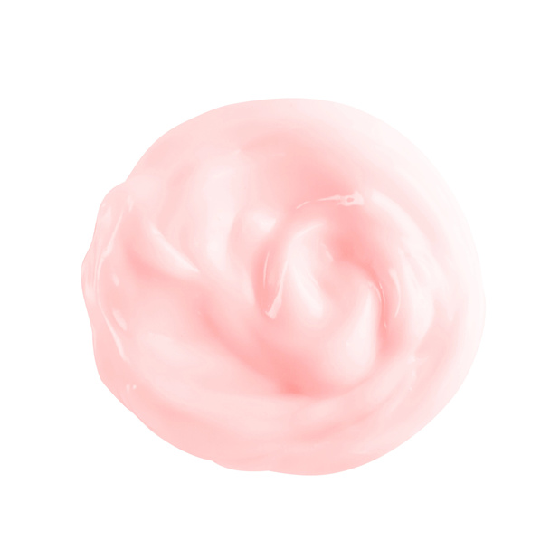 Textura de la muestra de crema cosmética. Crema facial rosa claro, loción, frotis hidratante aislado sobre fondo blanco
 - Foto, imagen
