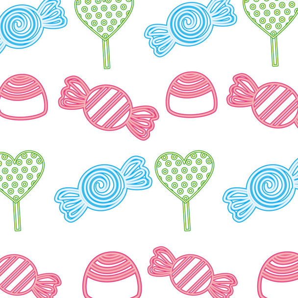 neon pattern sweet candies caramels background - Vector, Image