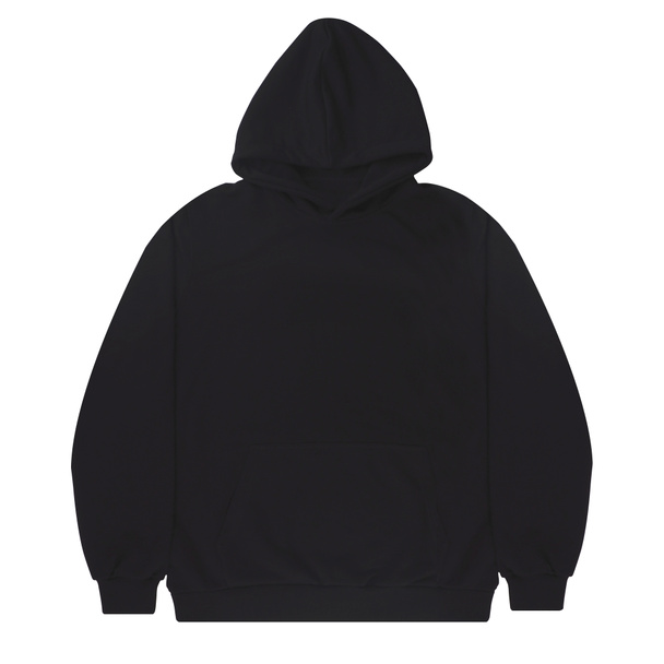 lege hoodie sweater kleur zwart achteraanzicht op witte achtergrond - Foto, afbeelding