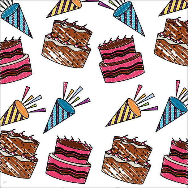 syntymäpäivä kakkuja kynttilöitä ja strösseleitä koristelu kuvio
 - Vektori, kuva