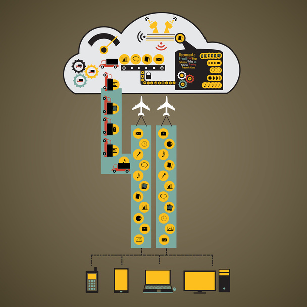 Cloud Computing Konzept Design Infografiken - Vektor, Bild
