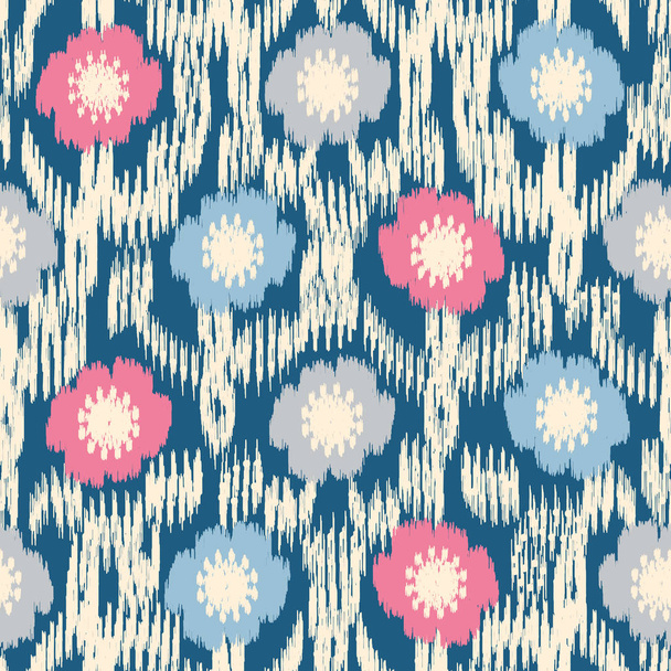 Seamless abstract ikat pattern with the image of floral ornament. - Vektor, Bild