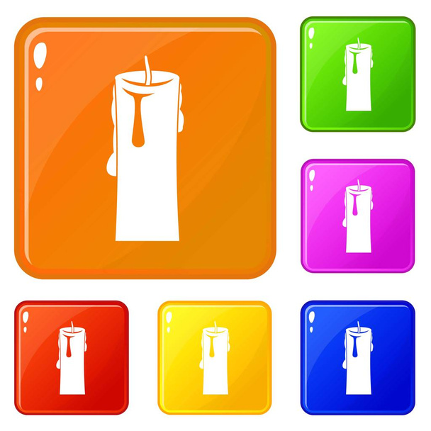 One candle icons set vector color - ベクター画像