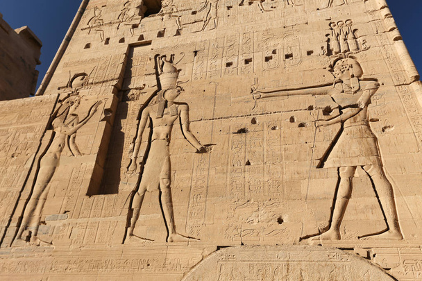Scène in Philae Temple, Aswan, Egypte - Foto, afbeelding