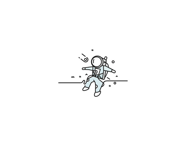 Astronaut vallen in een ruimte-platte lijn Art Design Illustr - Vector, afbeelding