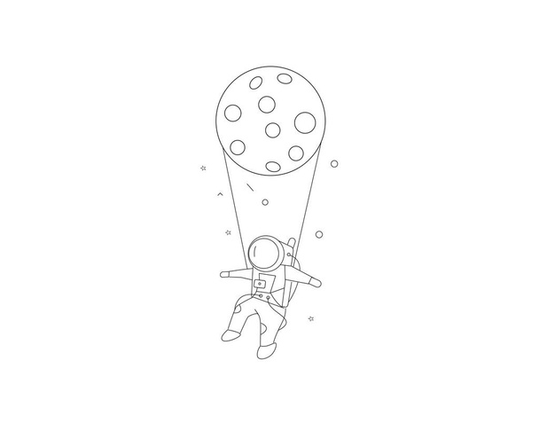 Moon hanging astronauts space mission, Hand Drawn Sketch Vector  - Vector, Image
