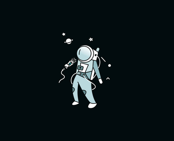Űrhajósénekes előadóművész ikon, lapos vonal Art Vector design i - Vektor, kép