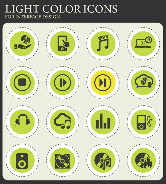 conjunto de ícone de música digital
 - Vetor, Imagem