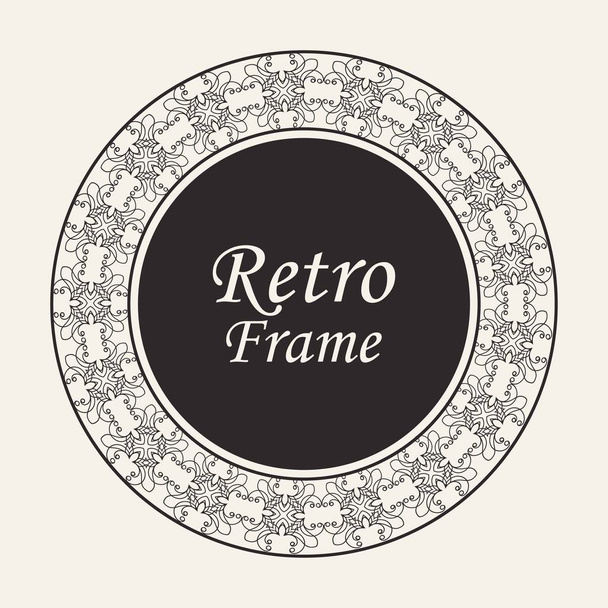 Decorative round modern art deco frame. Template for design. Elegant vector element with place for text. Vintage ornate border. Lace illustration for invitations and greeting cards - Vector, imagen