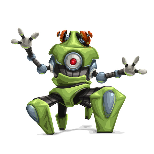 modern green four leg robot - Vektor, obrázek