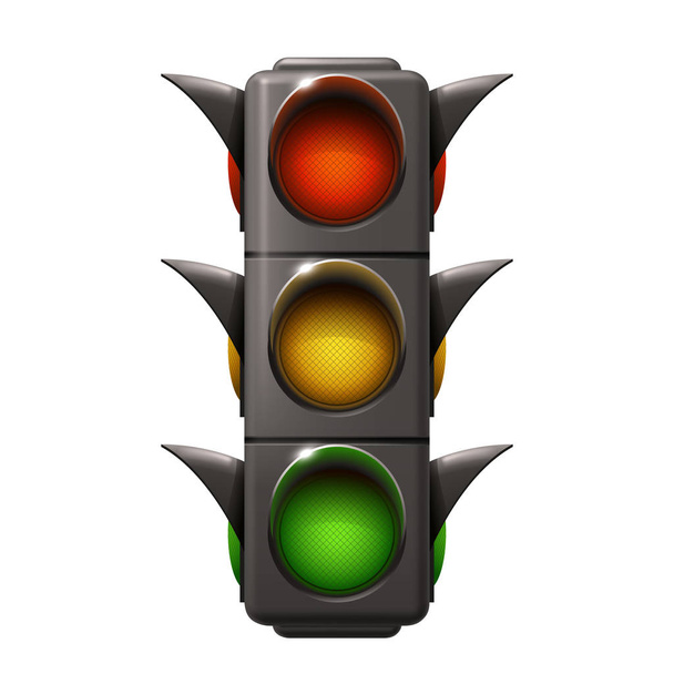 realistic traffic light isolated on white - ベクター画像