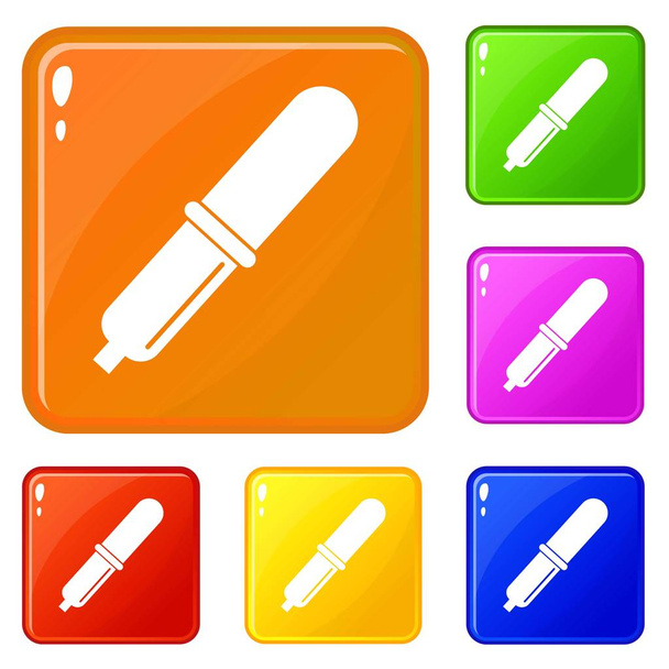 Pipette icons set vector color - Vetor, Imagem