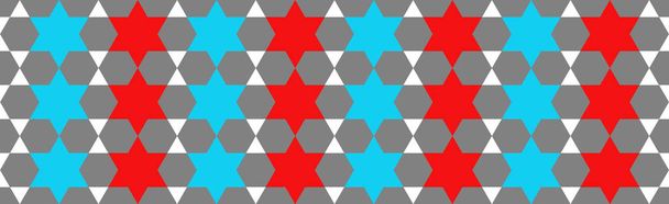 motif rangée verticale d'étoiles hexagonales bleu clair rouge série parallèle fond coloré géométrique
 - Photo, image