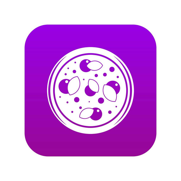 Pizza with greens icon digital purple - Vector, afbeelding
