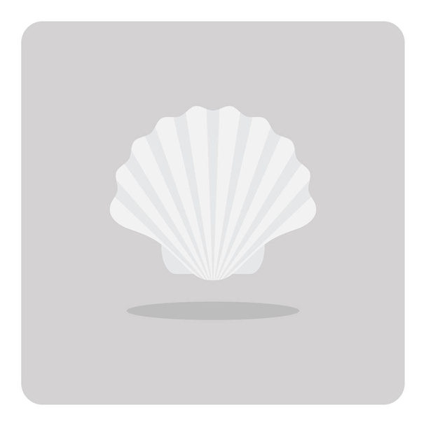Vektorový návrh ploché ikony, Shell Scallop na izolovaném pozadí. - Vektor, obrázek
