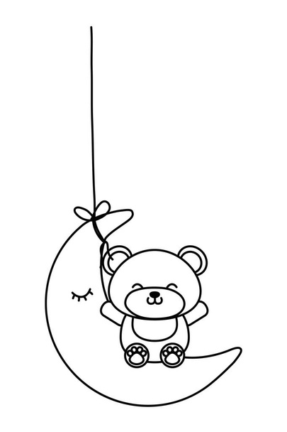 іграшковий ведмідь сидить на Місяці в чорно-білому
 - Вектор, зображення