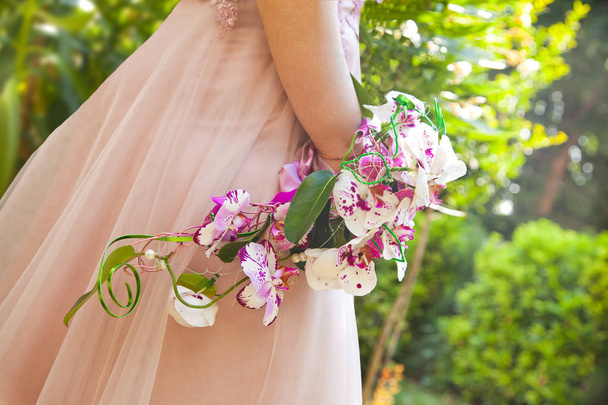 roze bruiloft boeket van orchideeën - Foto, afbeelding