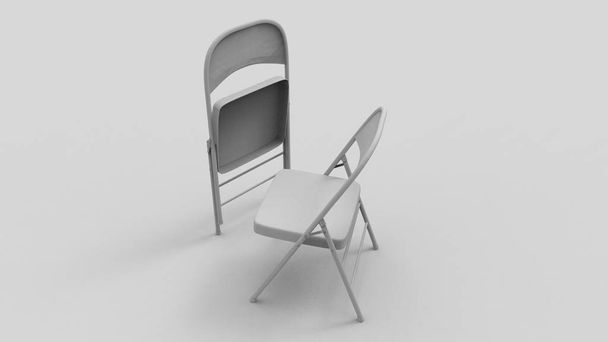 rendu 3d de deux chaises pliantes isolées en fond de studio blanc
 - Photo, image