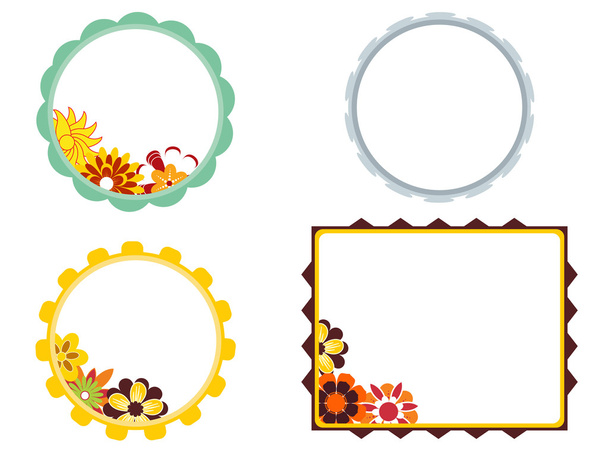 Set of four blossom pattern frame - Vektor, Bild