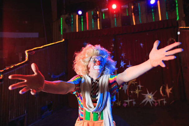 Portrait of a Clown in the circus arena - Fotoğraf, Görsel