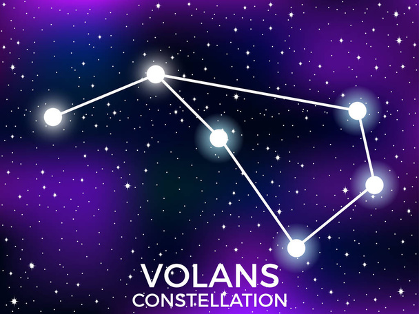 Constelação de Volans. Céu estrelado noturno. Conjunto de estrelas e galáxias. Espaço profundo. Ilustração vetorial
 - Vetor, Imagem