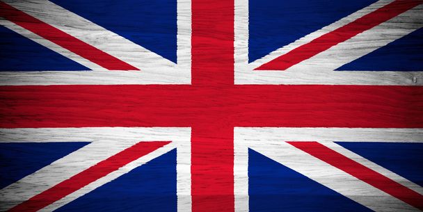 Bandera del Reino Unido sobre textura madera
 - Foto, Imagen