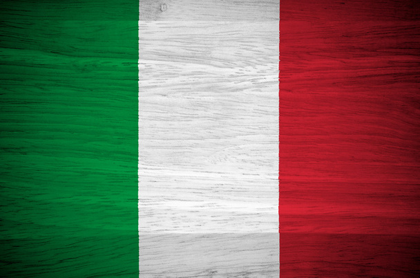 Flaga Włochy na tekstury drewna - Zdjęcie, obraz