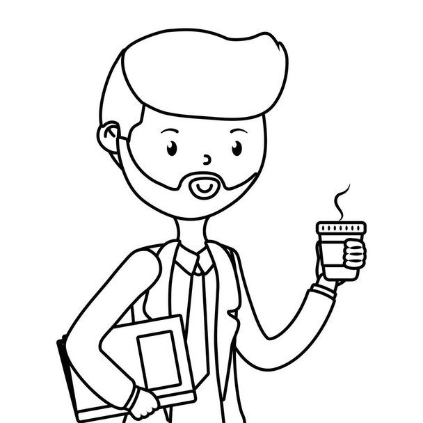 Man cartoon with coffee mug design - Vetor, Imagem