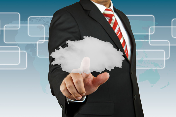 biznesmen i cloud computing - Zdjęcie, obraz