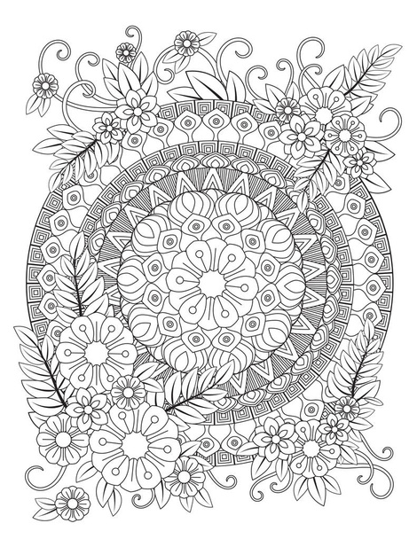 Vector abstract mandala pattern. Coloring book Lace pattern The tattoo.  mandala coloring pages. Adults Mandala Coloring Page for KDP Mandala.  Coloring Page. Coloring page mandala background. Stock Vector