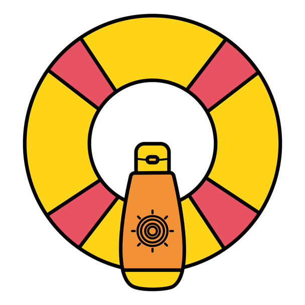 salvavidas flotante con bloqueador solar accesorios de verano
 - Vector, imagen
