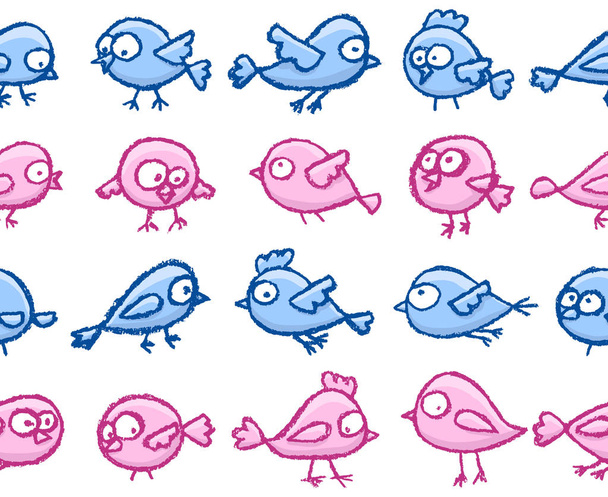 Little birds seamless pattern - Vector, afbeelding