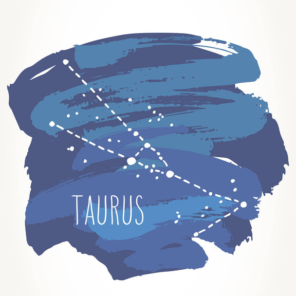 Taurus Zodiac sign hand drawn constellation - Vector, Imagen