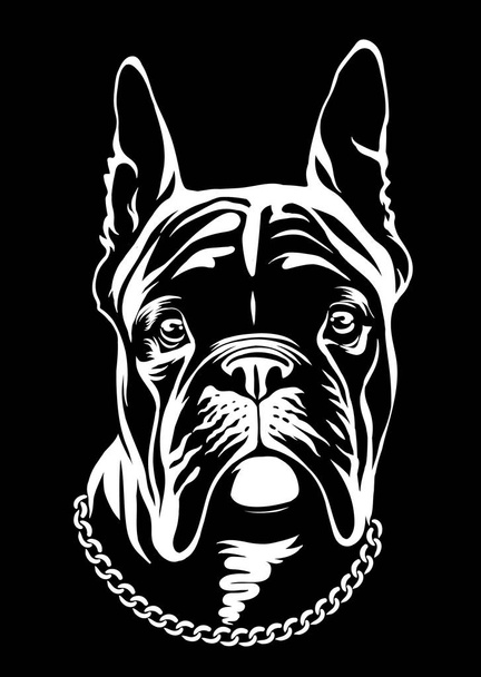 Komea musta ranskalainen bulldoggi-logo. Sarja musta valkoinen tyyli
. - Vektori, kuva