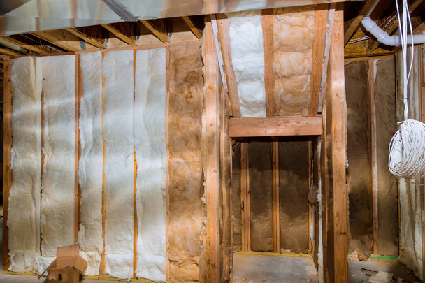 Thermal insulation with house construction site basement walls - Zdjęcie, obraz