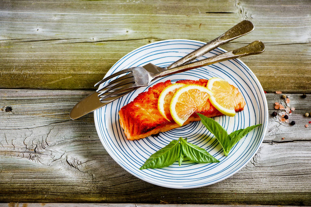 Grilled salmon fish - Fotó, kép