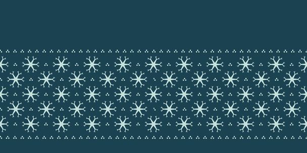 Käsin piirretty abstrakti talvi lumihiutaleet raja kuvio. Tyylikäs kristalli tähdet vihreällä taustalla. Tyylikäs yksinkertainen loma bannerinauha. Juhlava lahjapaketti washi nauha yule kuva. Saumaton vektori
  - Vektori, kuva