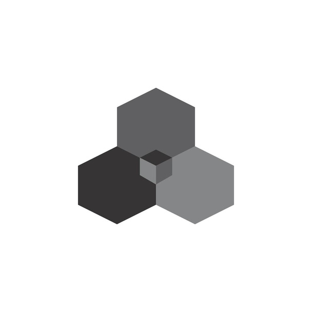 hexágono triplo com vetor de design de logotipo da caixa 3D
 - Vetor, Imagem