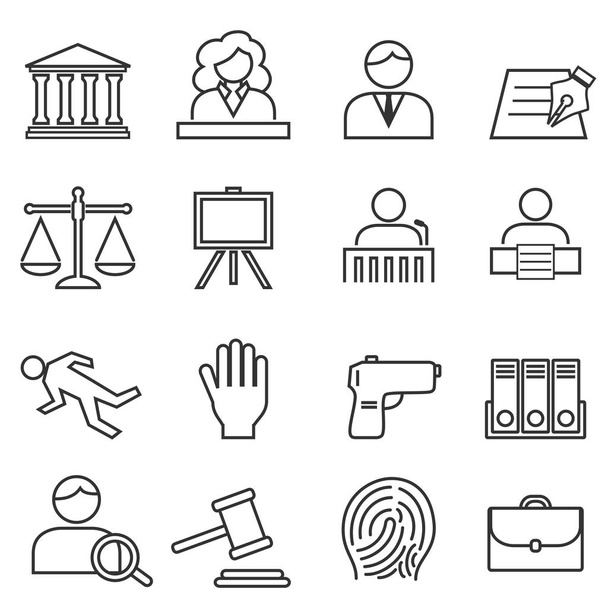 Justice, law, legal icon set - Vector, Imagen