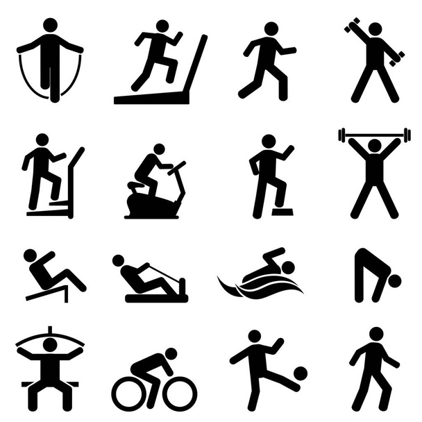 Ejercicio, fitness, conjunto de iconos de gimnasio
 - Vector, Imagen