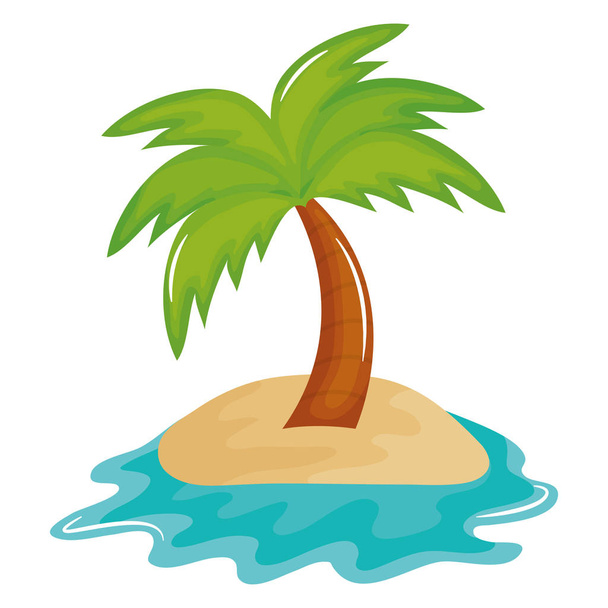 playa de palmeras en la isla icono de verano
 - Vector, Imagen